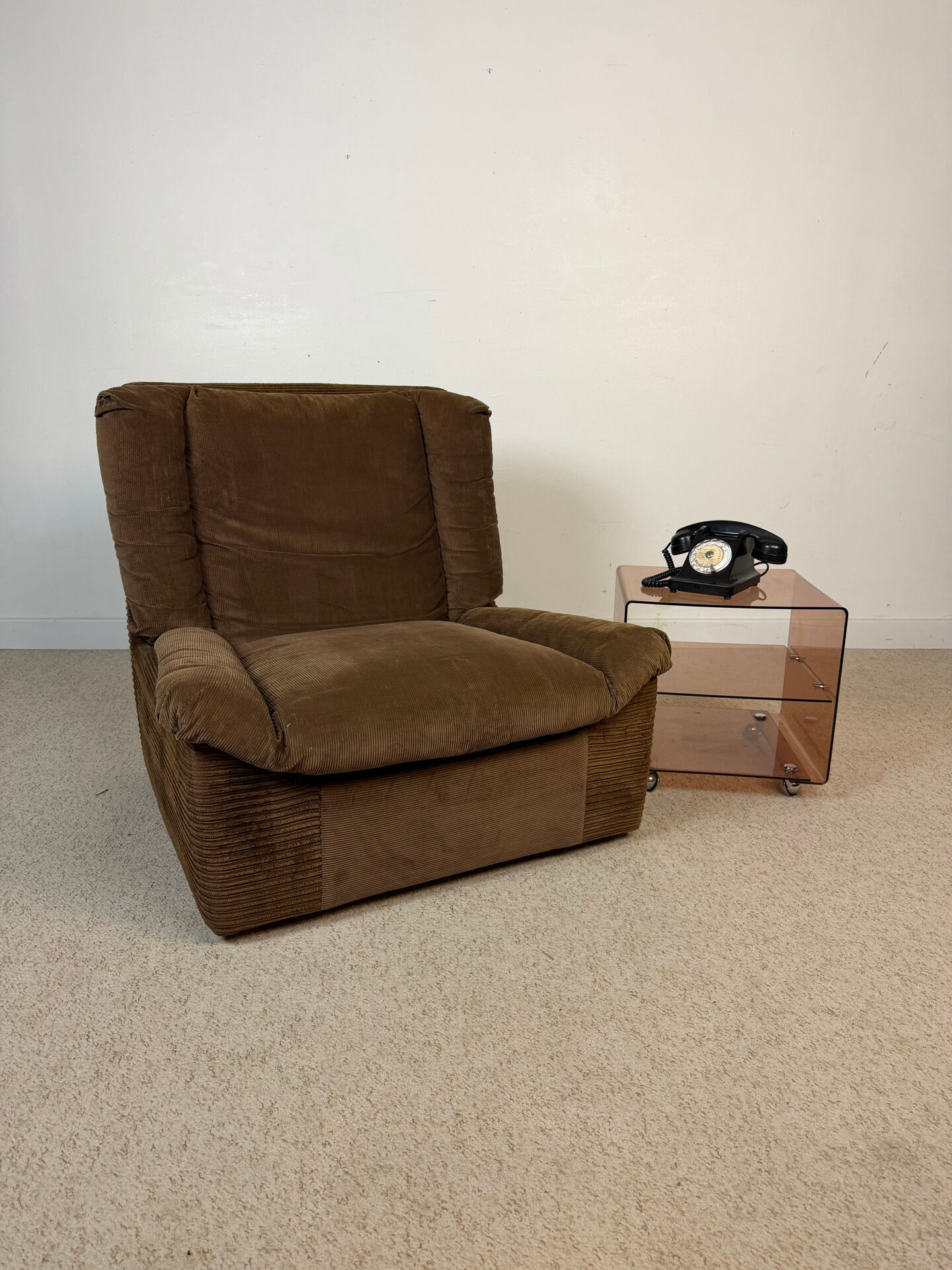 Steiner lounge chair in brown corduroy – 1970s