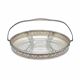 Art Nouveau serving dish plated in copper with removable glass inserts.