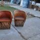 Set of 2 Mexican chairs by Wim Rietveld in brown leather and wood - vintage folk art