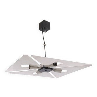 Postmodern Square Silver Metal Pendant, 1970s