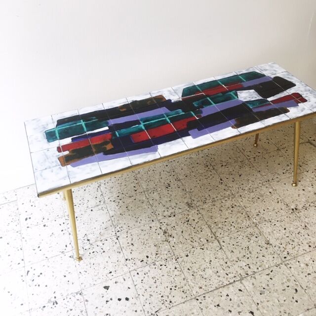 coffee table with ceramic tiles, 60s