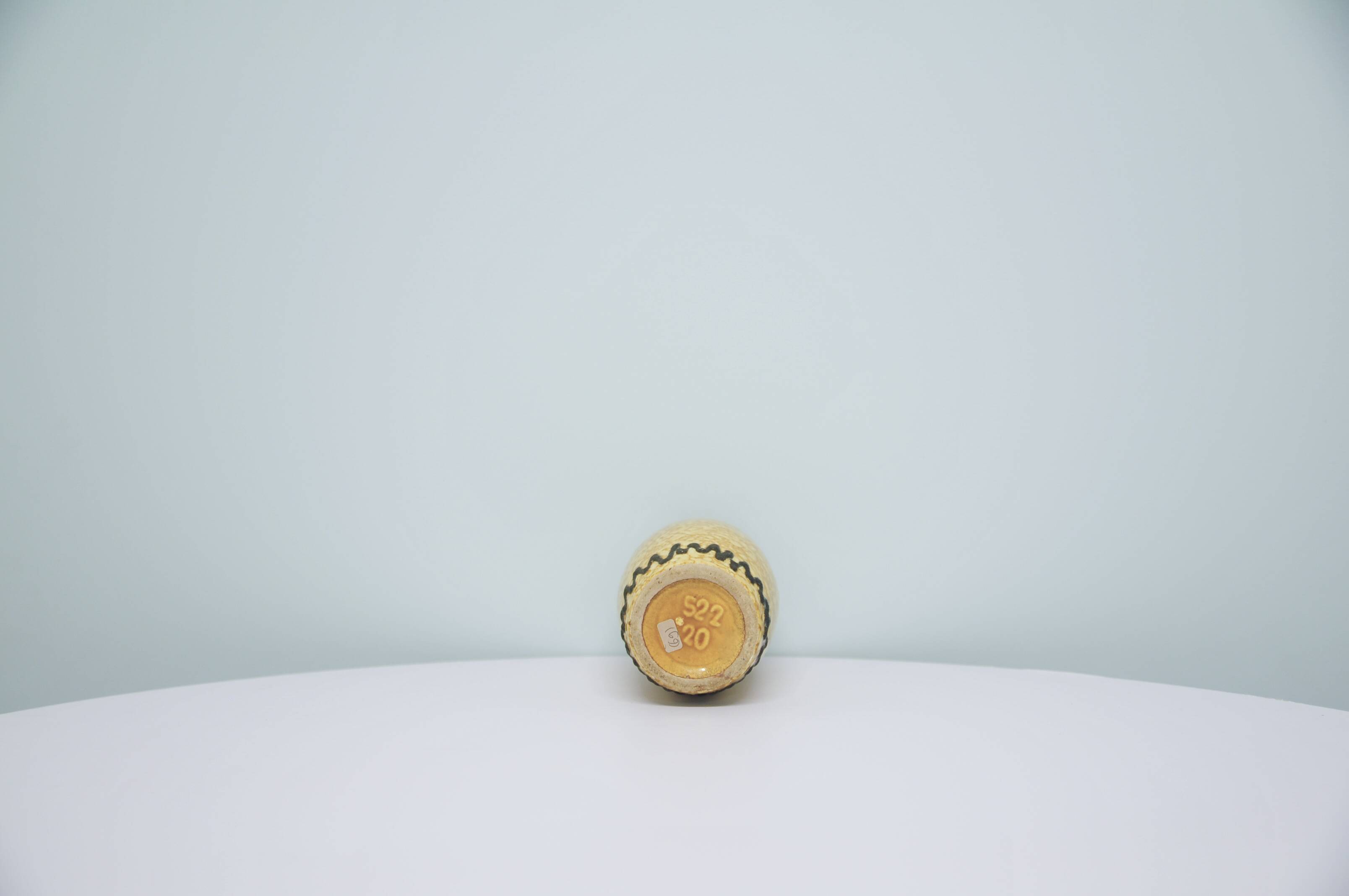 vintage mottled ochre yellow and brown zigzag vase West Germany