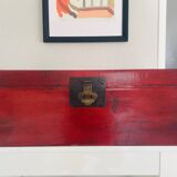 19th century red lacquered Chinese trunk