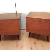 Pair of bedside tables with compass feet / vintage 50s-60s