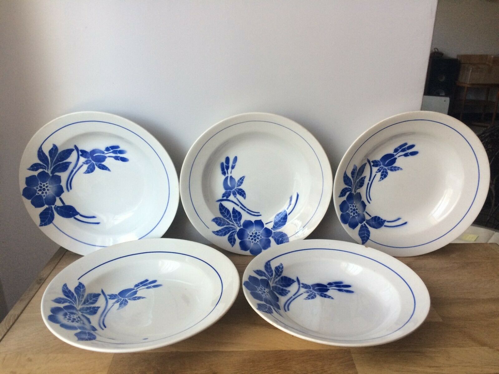 Set of 5 vintage half-hollow plates decoration flora