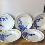 Lot de 5 assiettes demi-creuses vintage décor flore