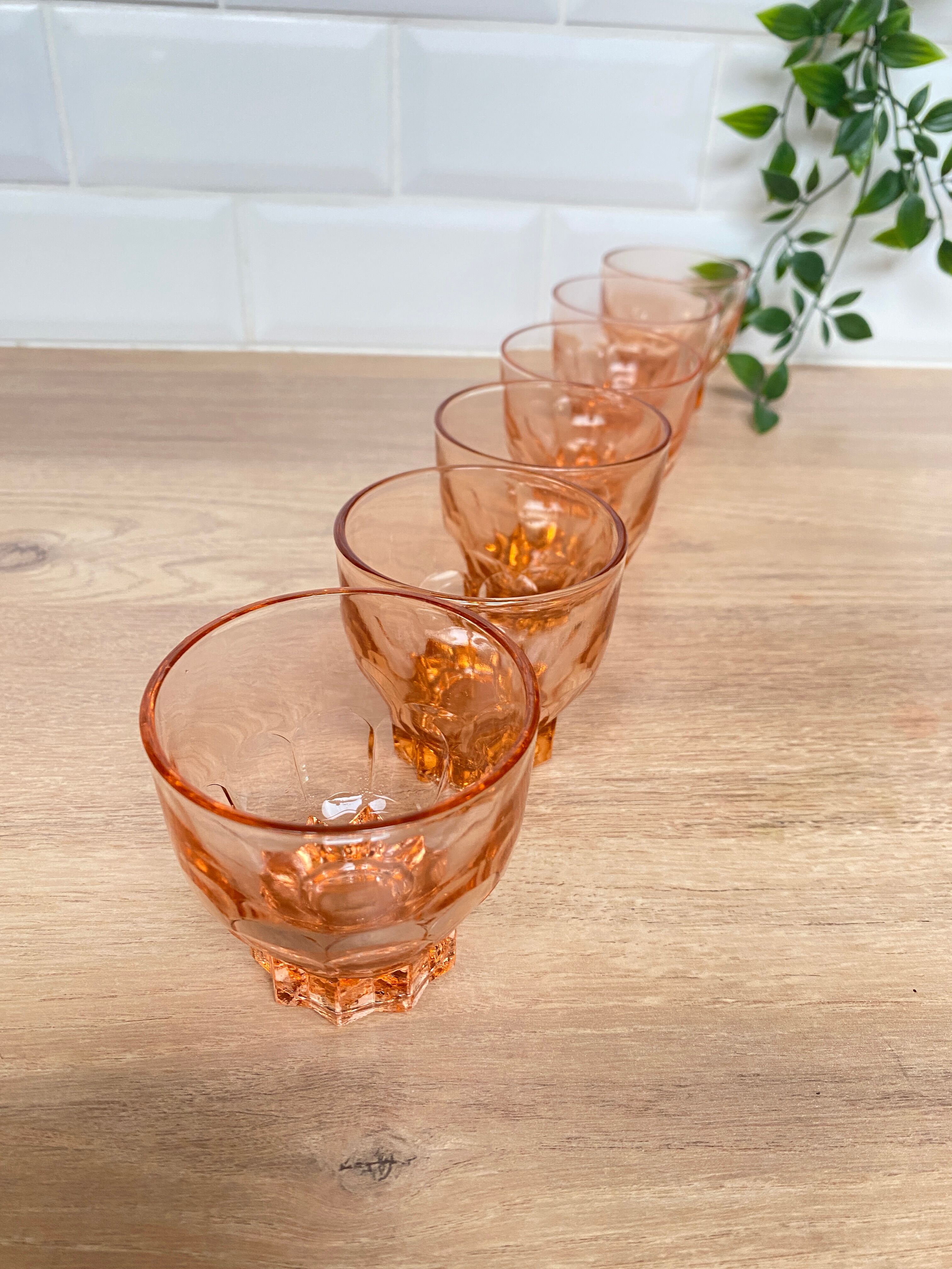 Set de 6 verres vintage Luminarc étoile rose