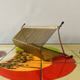 Vintage record holder in gold metal - for 50 vinyls