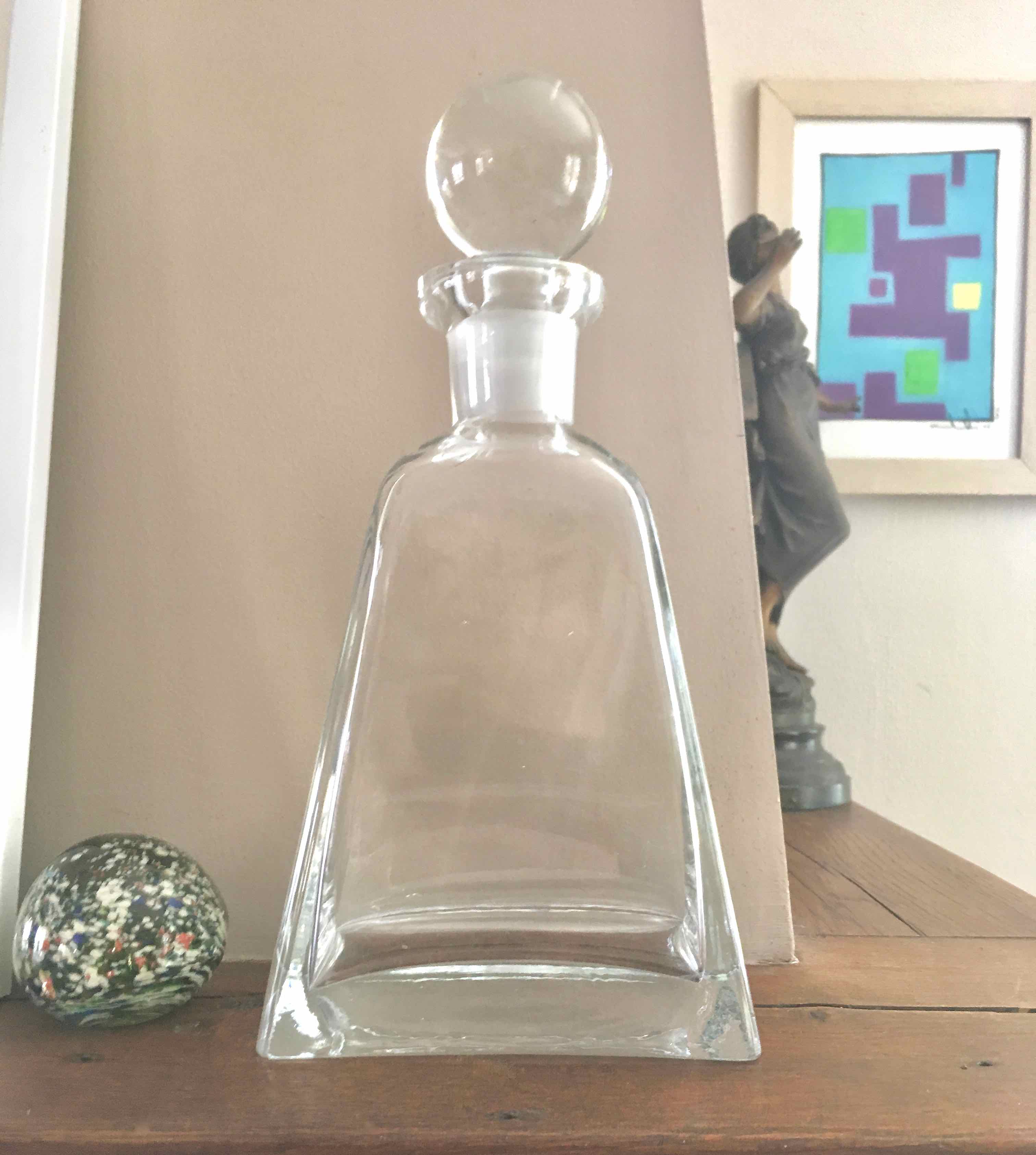 Thick glass carafe bottle 80s