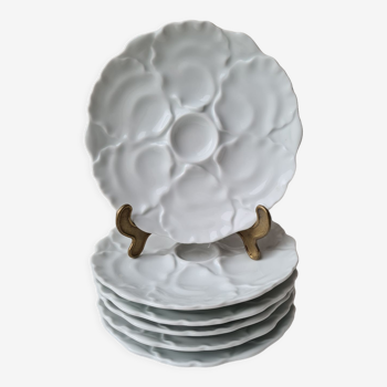 Six Bavarian porcelain oyster plates