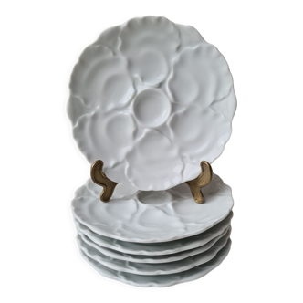 Six Bavarian porcelain oyster plates