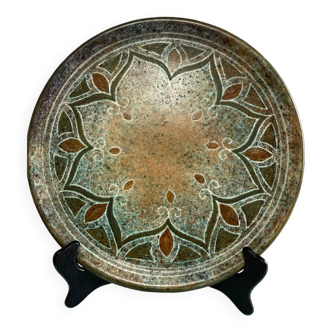 Grand plat en céramique vintage signé Buffat – pièce unique années 60-70 –