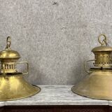 Pair of important marine chandeliers in bronze and gilded brass circa 1900