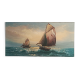 Oil on marine canvas signed Le Tallec