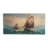 Oil on marine canvas signed Le Tallec