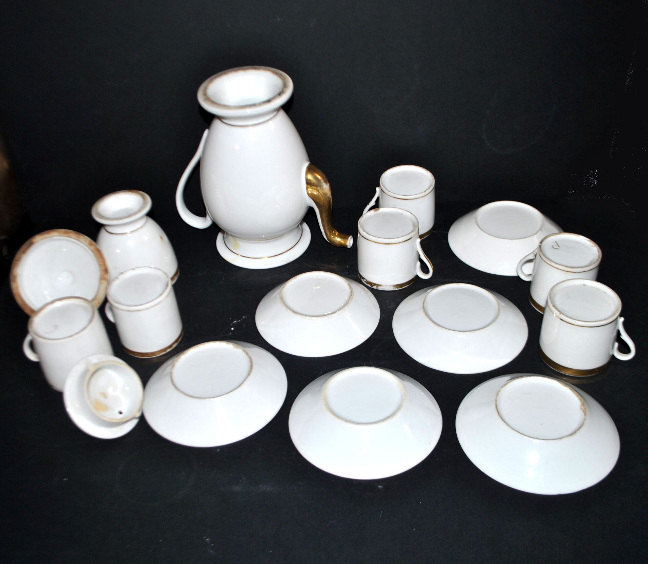 Empire coffee service in porcelain, 19th century swan neck, Paris porcelain