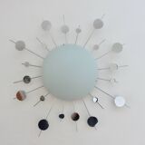 "Sun" wall lamp in chrome metal and frosted glass 80s 90s