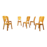 Vintage pine wood dining chairs - 1970s