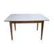 Table de cuisine 1960’s en formica et piétement compas bois