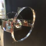 Vintage chandelier 70s, chrome and smoked glass