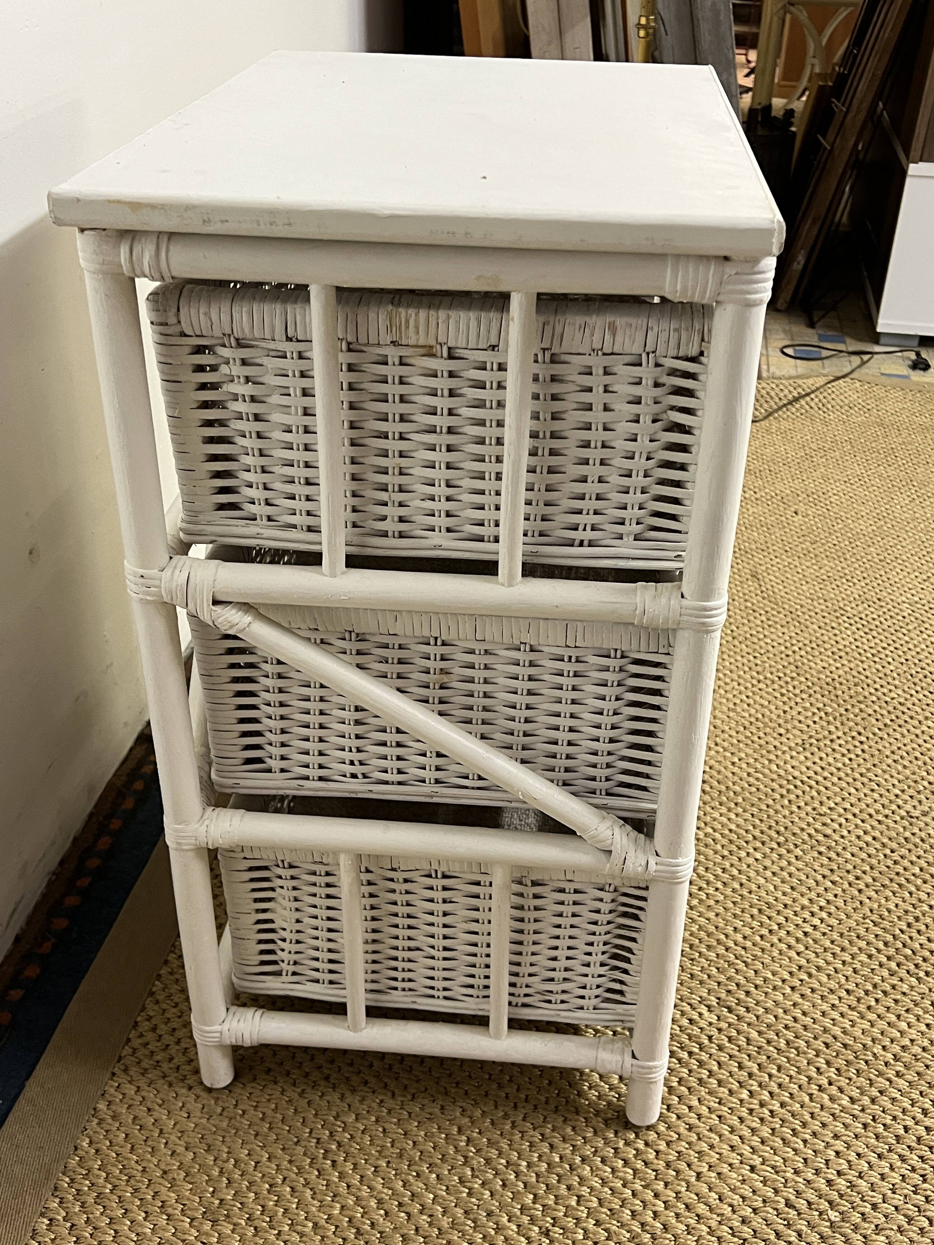 Vintage rattan storage unit, 3 drawers