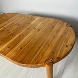 1980s Vintage Round Extendable Pine Dining Table