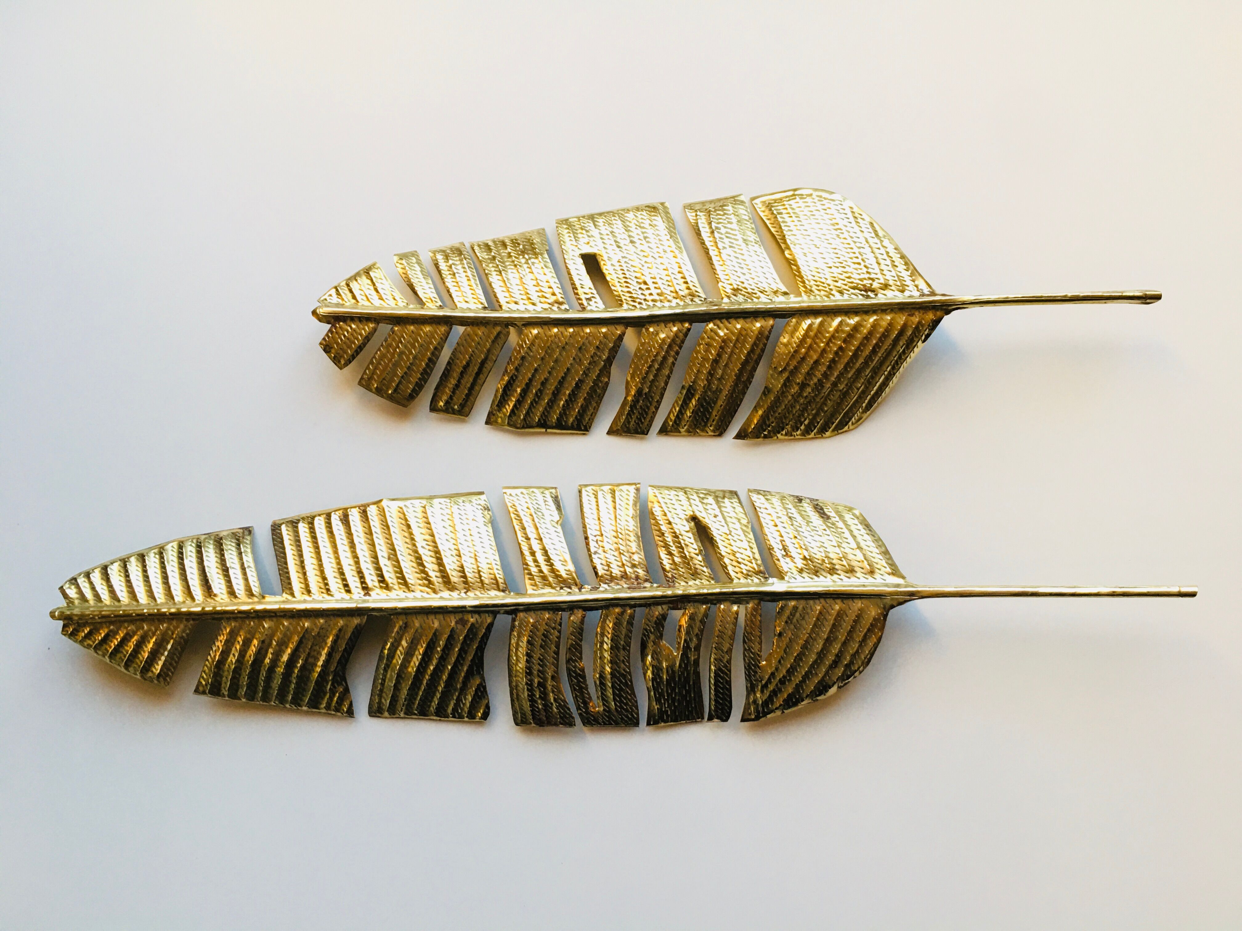 Set of 2 brass feathers