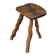 Tabouret ancien brutaliste en bois 1