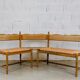 Wooden & straw corner bench