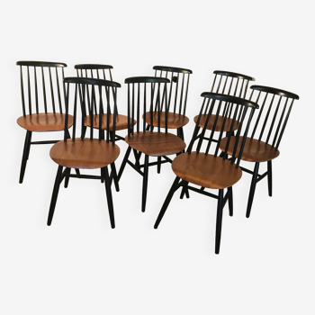 Lot de 8 chaises Tapiovaara vintage scandinave