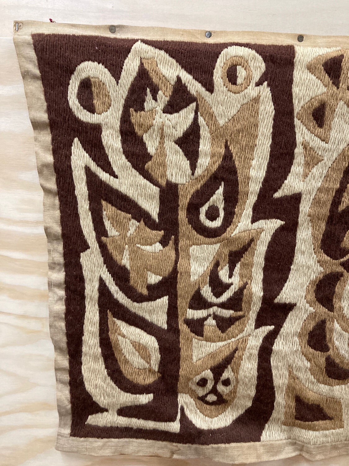 1970 modernist wall tapestry in wool signed
