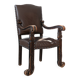 19th century beechwood, metal, and leather throne