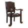 19th century beechwood, metal, and leather throne