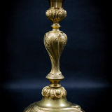 Pair of candlesticks | gilded bronze torches, Louis XV style — 19th century