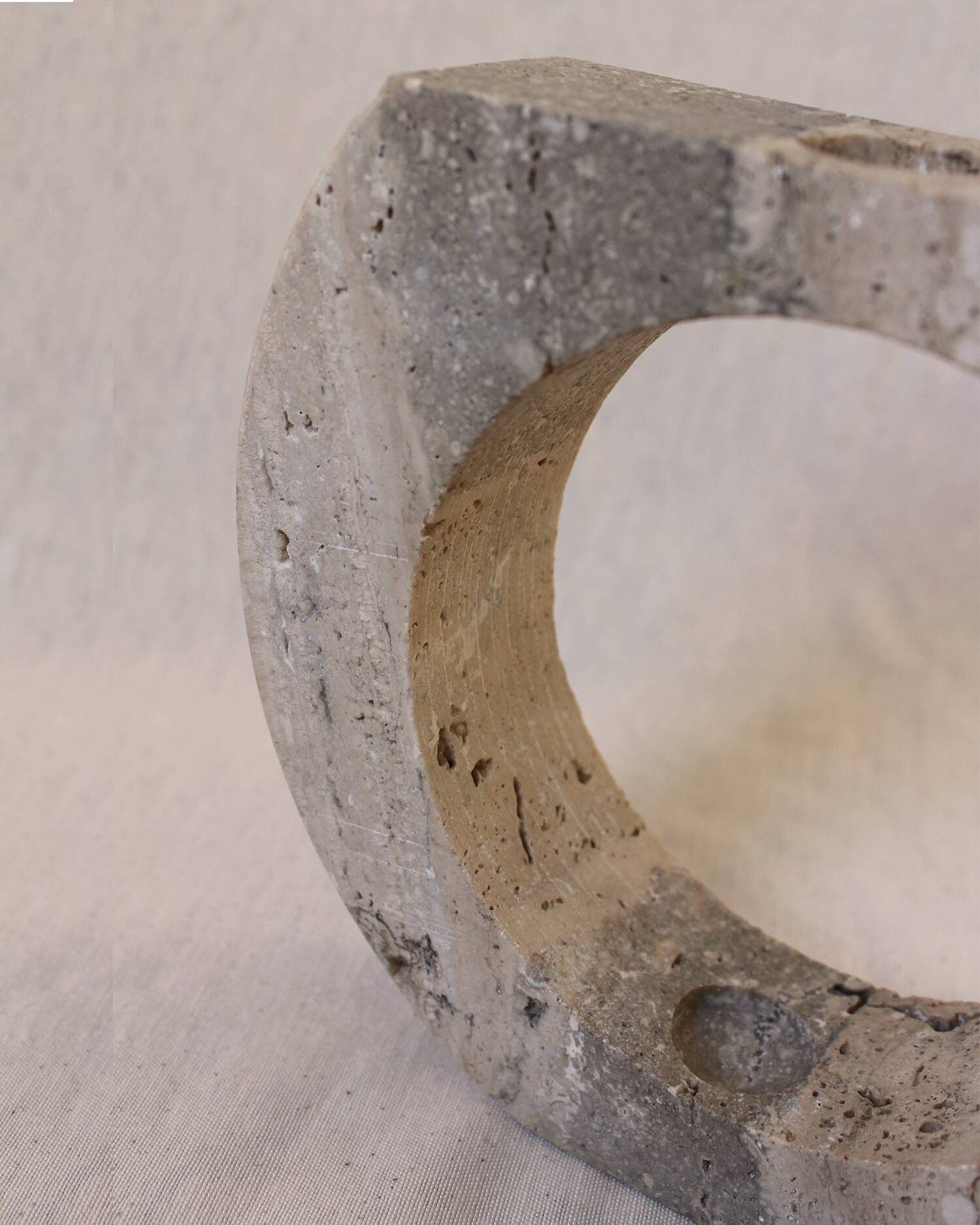 Travertine candle holder