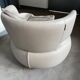 Design swivel armchair "CURL" by Roche Bobois - Light Grey Leather