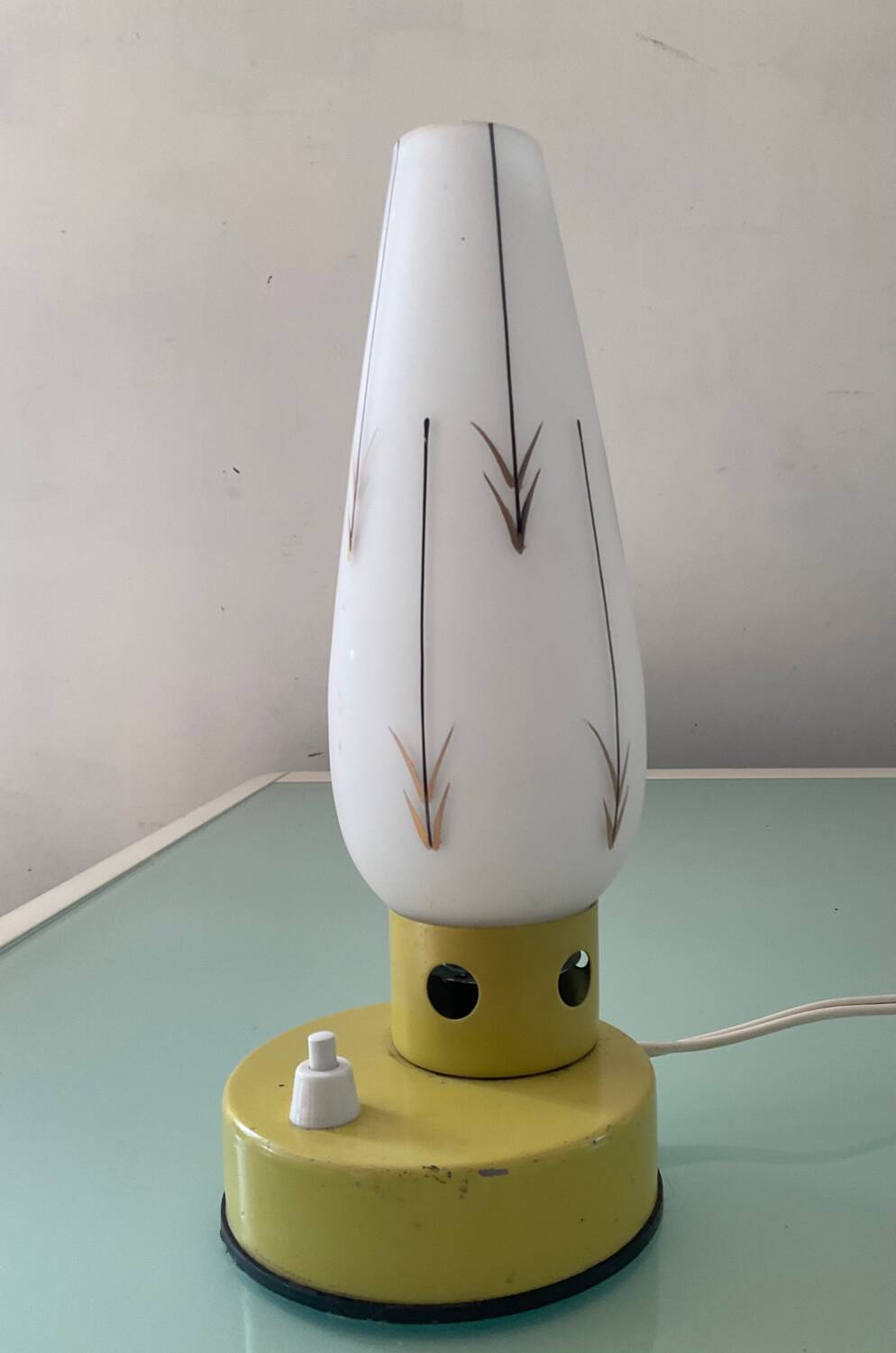 Vintage opaline and metal lamp from the 50s-60s