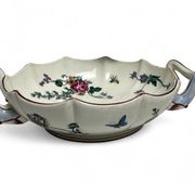 Gien, coupe faïence polychrome insectes et fleurs fin XIXème