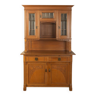 Two-piece buffet from the 1910s in Art Nouveau style, beech wood