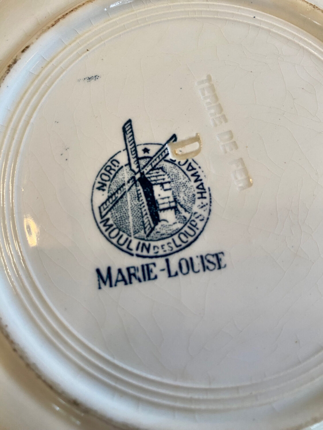 Set of 4 old plates Pierre de Fer, Marie Louise / Moulin des Loups Hamage