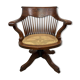Chaise de bureau pivotante en chêne avec siège en rotin