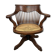 Chaise de bureau pivotante en chêne avec siège en rotin