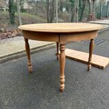 Renovated Louis Philippe 19th-century extendable round dining table 200cm