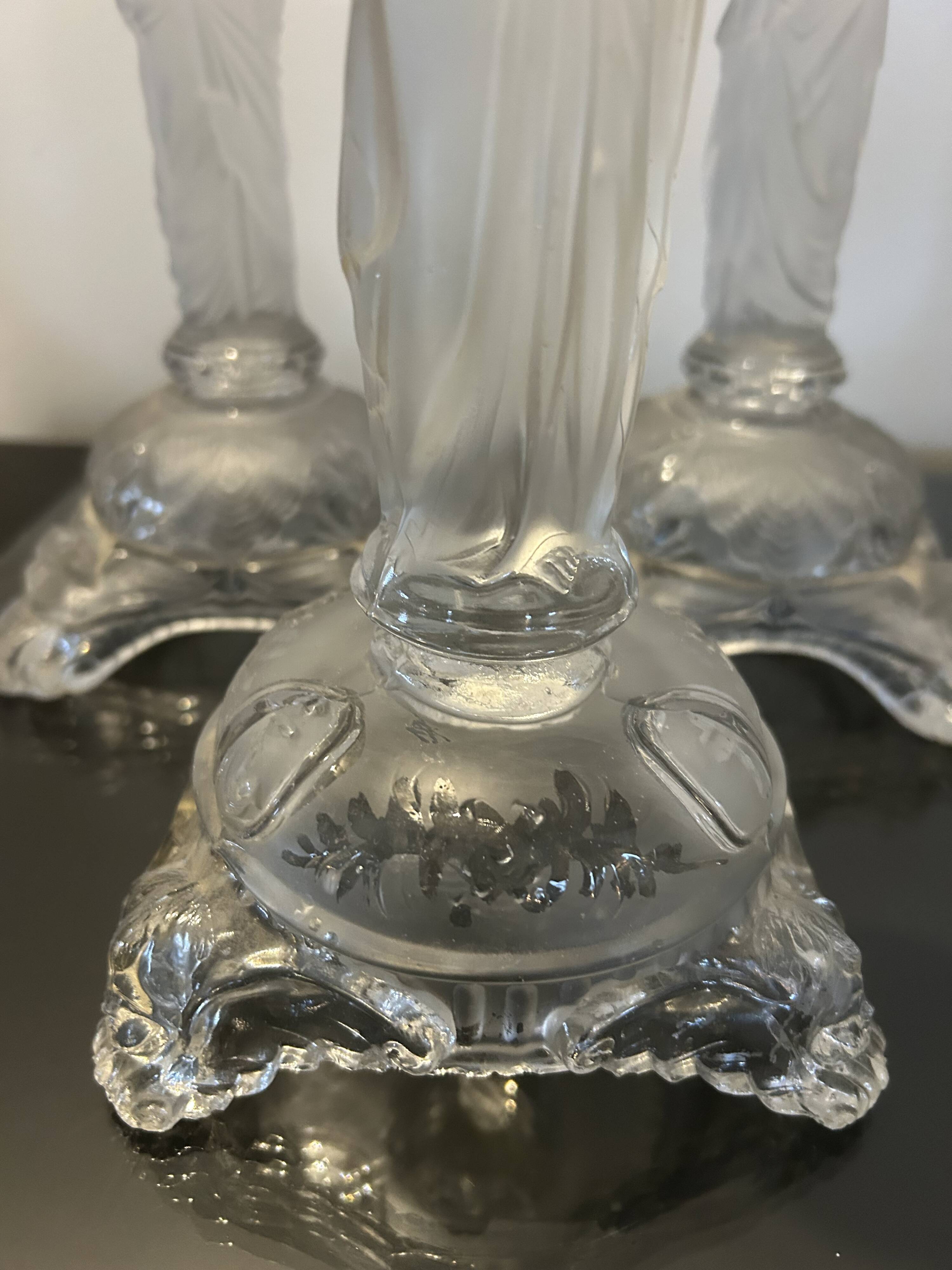 3 clear glass candle holders