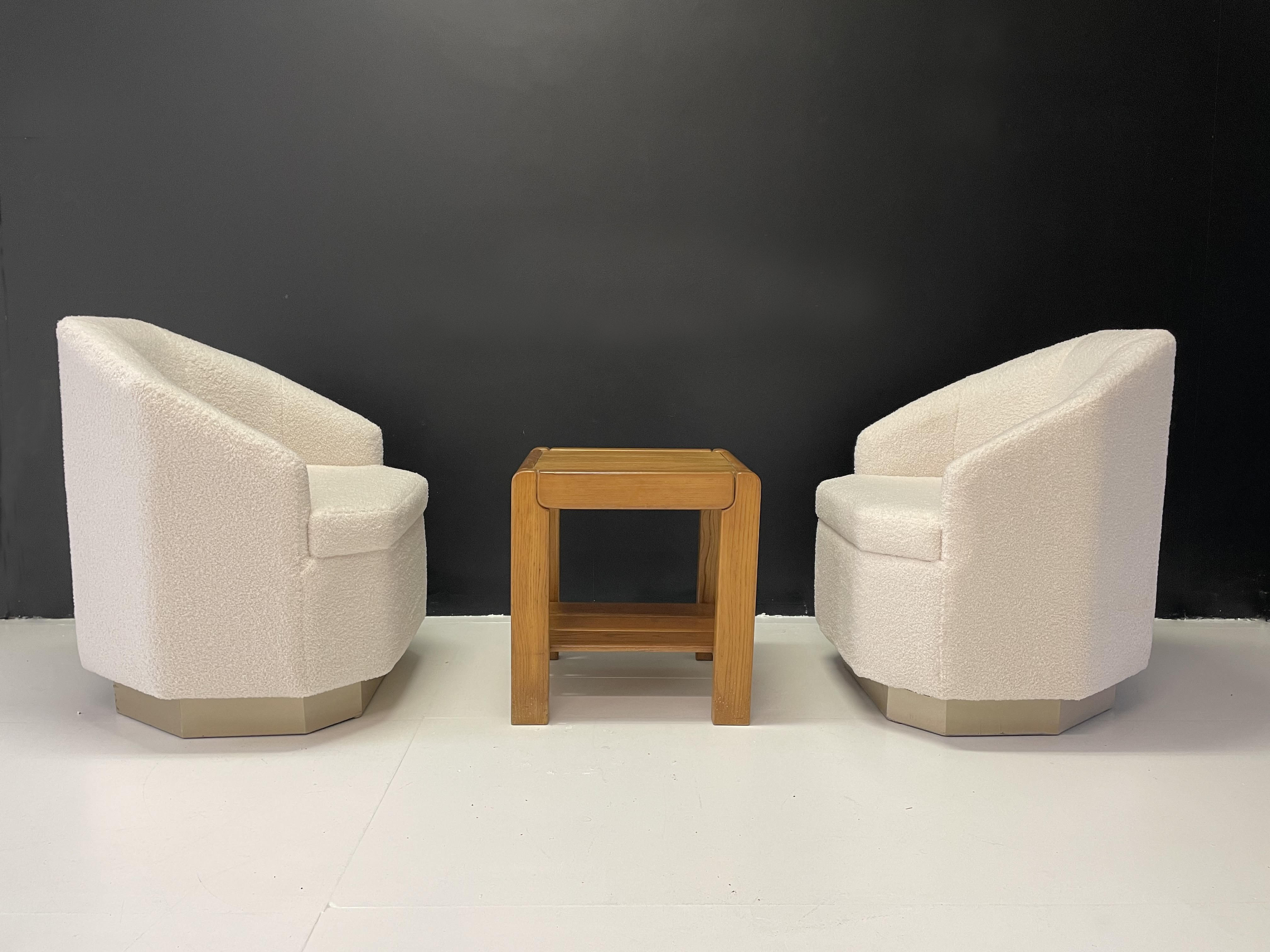 PAIR OF VINTAGE ARMCHAIRS IN HEXAGONAL SHAPE, 1970
