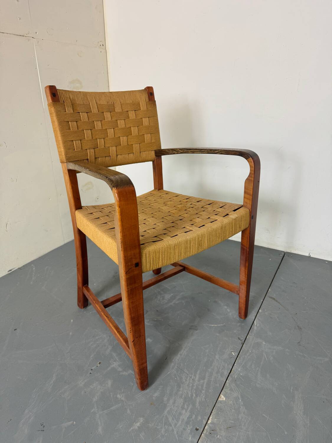 High quality Scandinavian Style Wood and Rope Armchair, 1970s