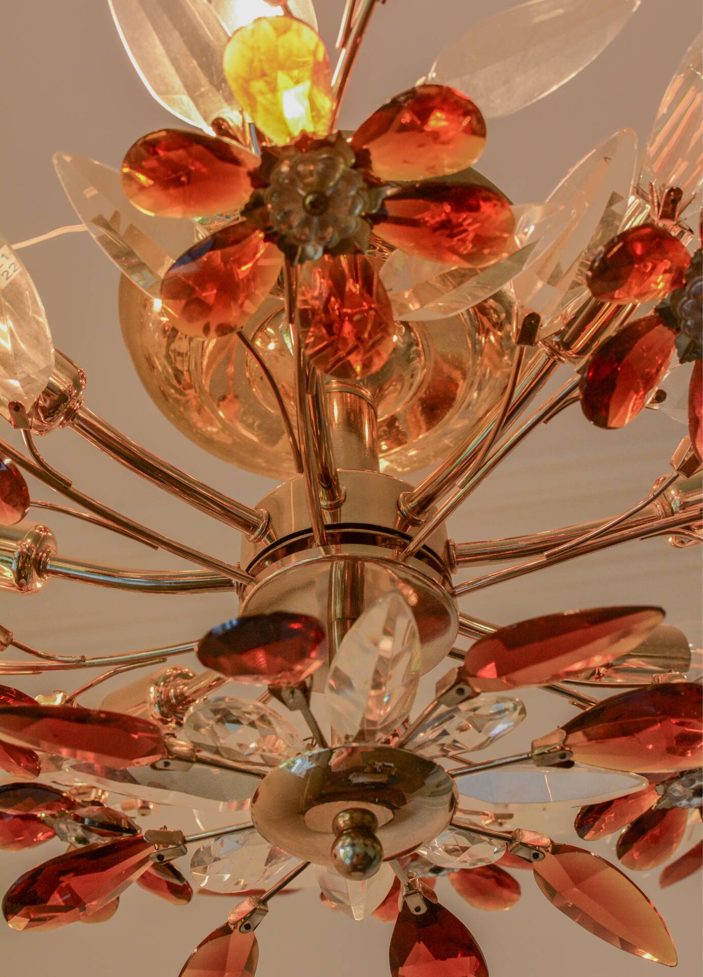 Large amber crystal floral chandelier – Maison Baguès style