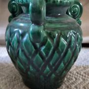 Vintage Vallauris trio of emerald green vases from the 50s/60s.