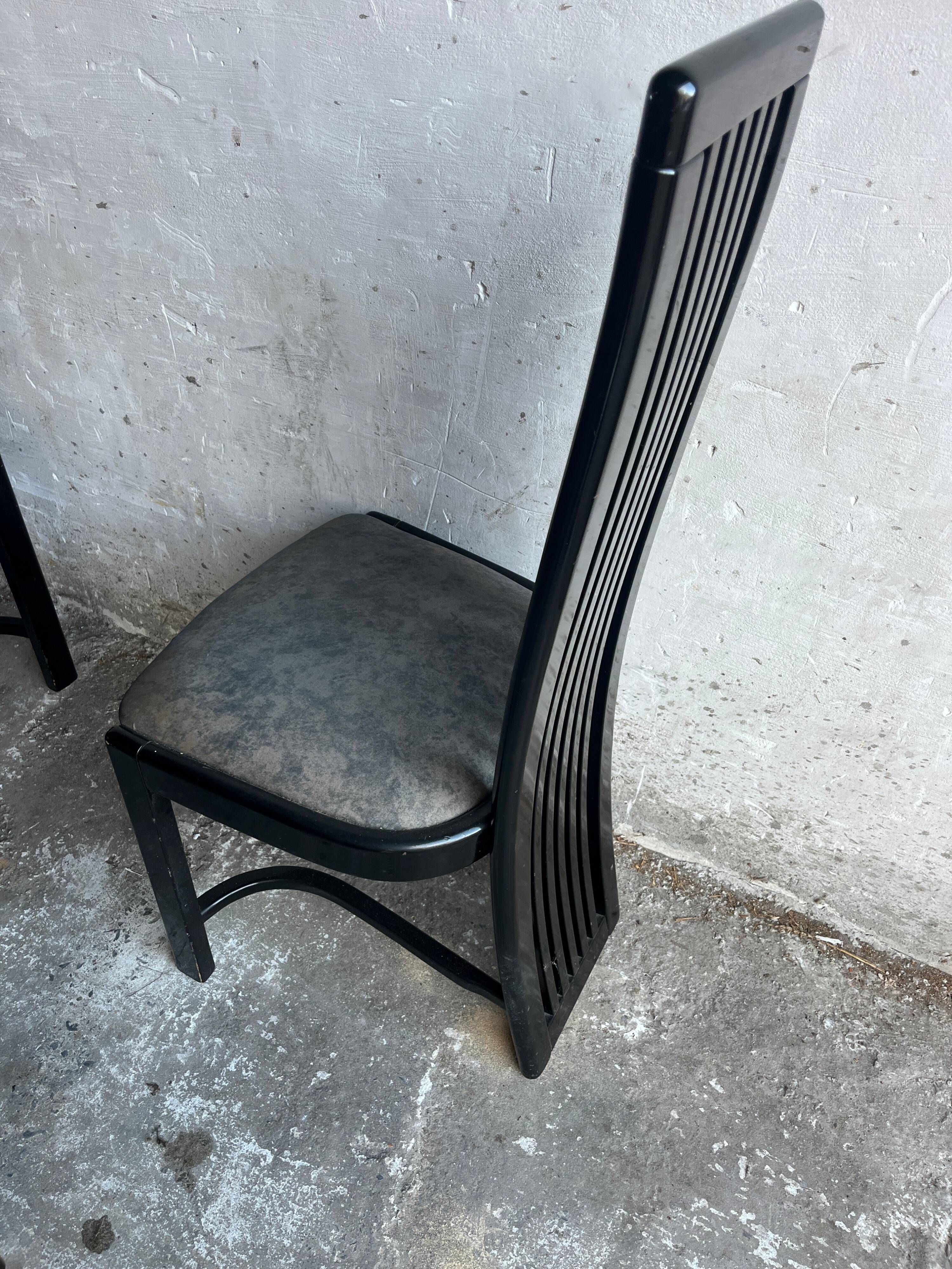 Set of 6 vintage black dining chairs