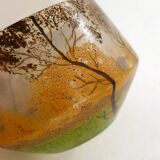 Small Art Nouveau enameled landscape vase/pot